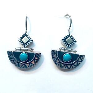 Zigzag Motif Sterling Silver Dangle Earrings from Mexico